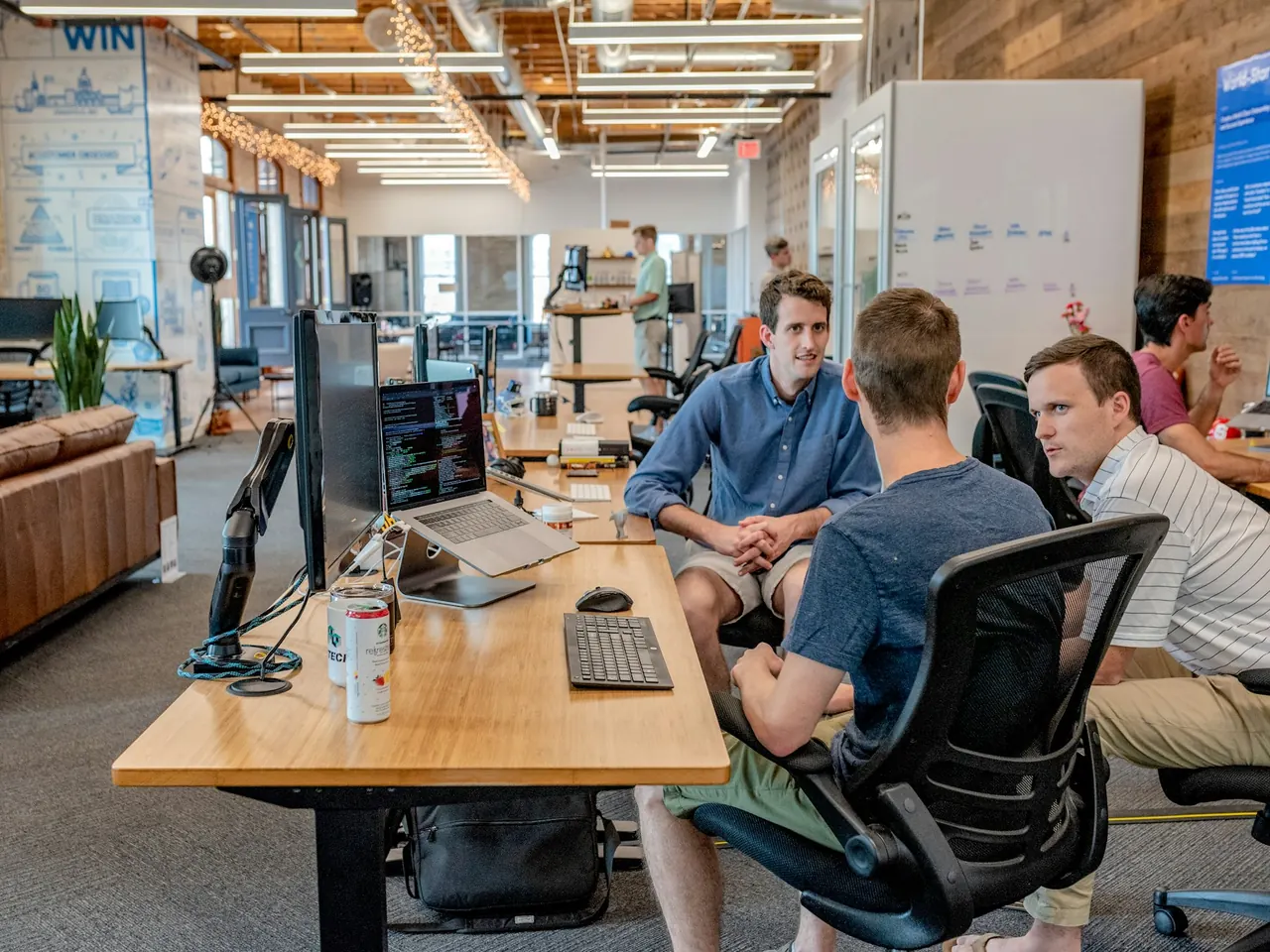 A team working through a campaign strategy together.